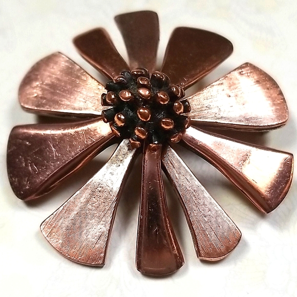 Vintage Jewelry - Vintage Matisse RENOIR Copper Flower Brooch